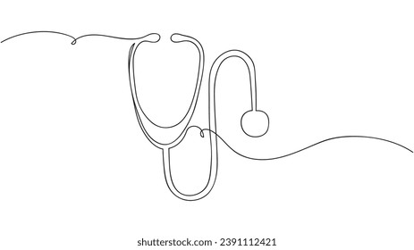 Continuous line drawing of stethoscope.Vector illustration