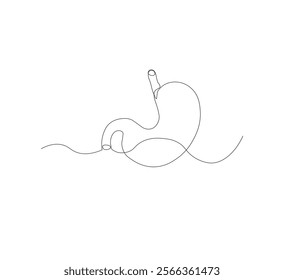 continuous line drawing of stomach, anatomy concept on minimalist white background. vector illustration