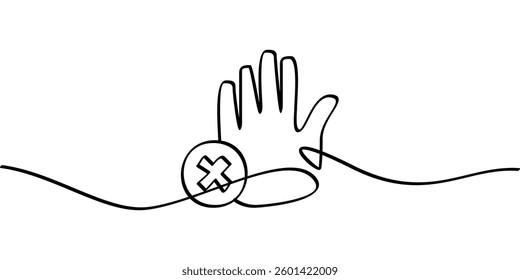 continuous line drawing of stop or block symbol. abstract line art illustration
