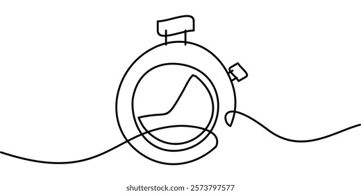 continuous line drawing of stopwatch symbol, clock. abstract line art illustration