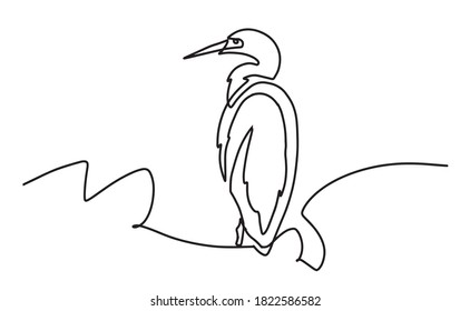 Continuous line drawing stork. Template for your design works. Vector illustration. Continuous line drawing of flying stork. Template for your design works. Vector illustration.