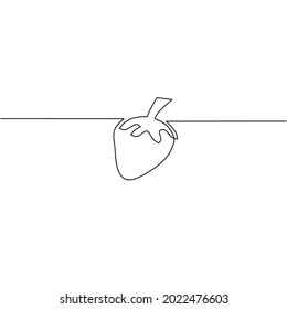 Dibujo de línea continua de fresa, diseño de fruto, objeto de una línea, arte de una sola línea, ilustración vectorial