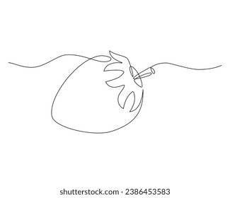 continuous line drawing of a strawberry on a white background. Vector illustration