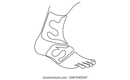 continuous line drawing of street fighter legs.one line drawing of street fighter wearing elastic bandage.single line vector illustration.isolated white background