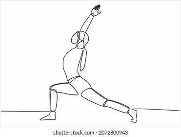 
continuous line drawing stretching various concepts female yogi poses hatha yoga vector illustration
