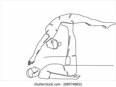 
Dauerzeichnung, die verschiedene Konzepte von weiblichen und männlichen Yogis umfasst, stellt Hobby-Yoga-Vektorgrafik dar
