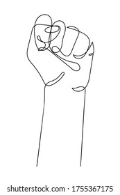 Continuous line drawing strong fist raised up  Human arm and clenched fingers  one line drawing vector illustration  Concept protest  revolution  freedom  equality  fight for human rights 