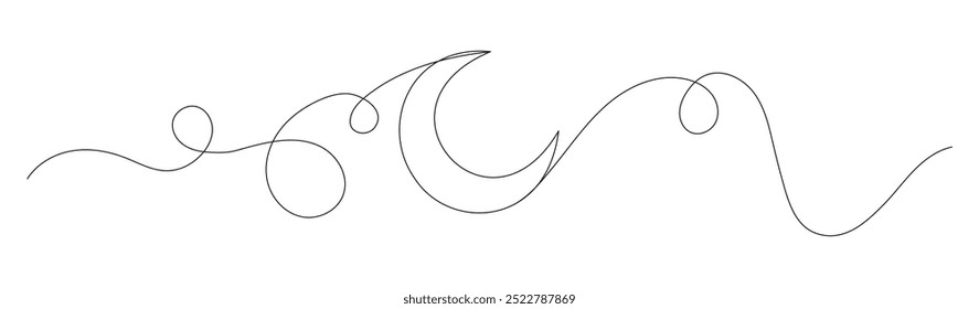 Kontinuierliche Linie Zeichnung Stil Mond. Halbmond-Symbol für Linie. Vektorgrafik. Abstrakter Hintergrund. Kontinuierlicher Zeichnungsvektor mit Mondzeichen. Eine Zeile Nachthimmel, Vektorhintergrund.