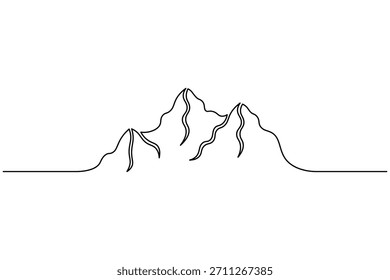 Kontinuierliche Linienzeichnung einer stilisierten Bergkette, einfaches minimalistisches Design