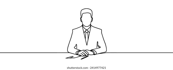 continuous line drawing of Successful business owners stand with their arms crossed. businessman standing isolated over white background