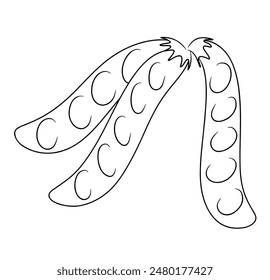 Continuous line drawing of Sugar snap peas.Vector illustration.