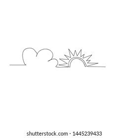 continuous line drawing of sun and cloud. isolated sketch drawing of sun and cloud line concept. outline thin stroke vector illustration