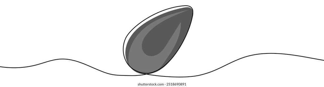 Continuous line drawing of sunflower seed. Single line drawing of a sunflower seed. Line art sunflower seed. Vector illustration.