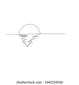 continuous line drawing of sunny ocean view. isolated sketch drawing of sunny ocean view line concept. outline thin stroke vector illustration