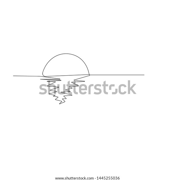 Continuous Line Drawing Sunny Ocean View Stock Vector Royalty Free 1445255036