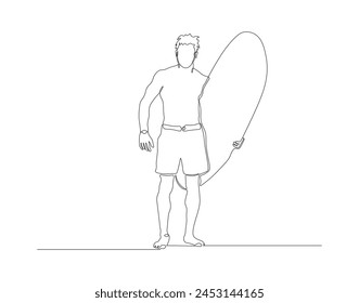 Continuous line drawing of surfer surfing on wave. One line of surfer surfing. Extreme watersport concept continuous line art. Editable outline.

  