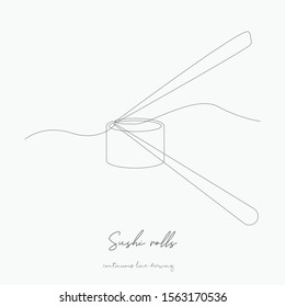 continuous line drawing. sushi rolls. simple vector illustration. sushi rolls concept hand drawing sketch line.