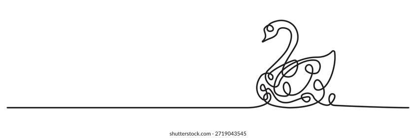Dibujo de línea continuo de Ilustración vectorial minimalista de aves de cisne