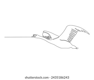 Continuous Line Drawing Of Swan. One Line Of Beautiful Swan. Bird Swan Continuous Line Art. Editable Outline.

