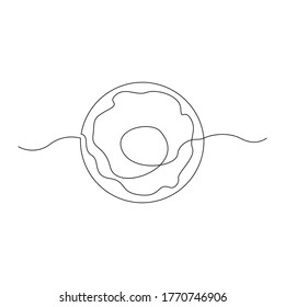 continuous line drawing of sweet tasty donut. vector illustration