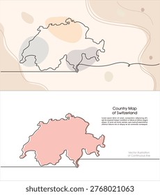 Continuous line drawing of Switzerland map. Map design for Education, Travel between cities in Switzerland, infographics, Science, Web Presentation. Switzerland map concept with soft pastel colors.