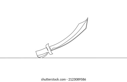 Continuous line drawing sword  doodle icon design  object one line  single line art  vector illustration