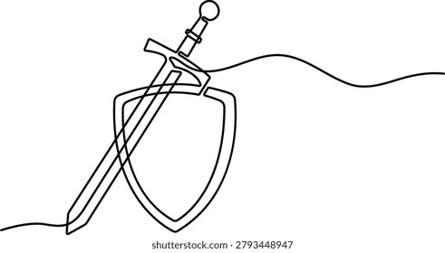 Continuous line drawing sword