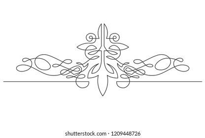 continuous line drawing of symmetrical vignette banner design