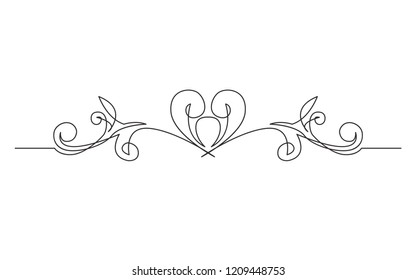 continuous line drawing of symmetrical vignette banner design