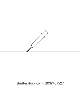Continuous line drawing of syringe, object one line, single line art, vector illustration