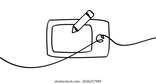 continuous line drawing of tablet symbol. abstract line art illustration