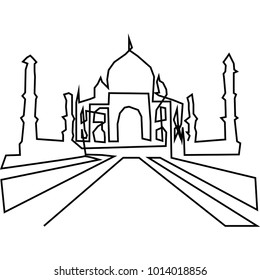 continuous line drawing of Taj Mahal vector illustration
