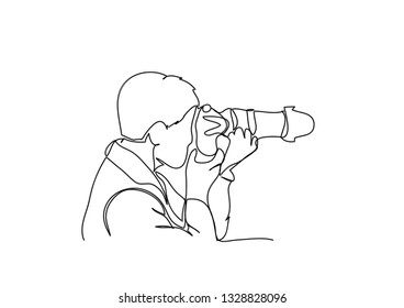 Continuous line drawing of taking pictures