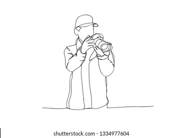 Continuous line drawing of taking pictures