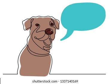continuous line drawing of talking dog