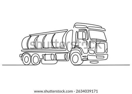  Continuous Line Drawing of Tanker Trucks Vector