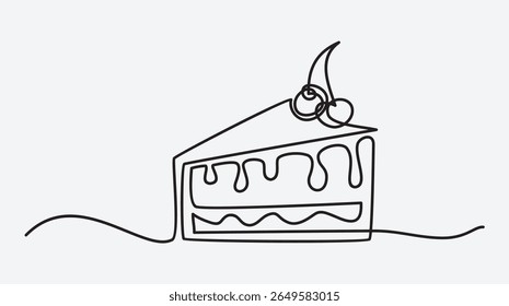 Desenho de linha contínua de tarte, torta. Cheesecake contínuo uma linha desenho minimalismo design isolado no fundo branco.