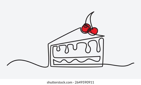 Desenho de linha contínua de tarte, torta. Cheesecake contínuo uma linha desenho minimalismo design isolado no fundo branco.