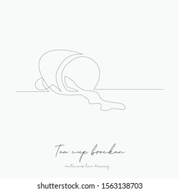 continuous line drawing. tea cup brocken. simple vector illustration. tea cup brocken concept hand drawing sketch line.