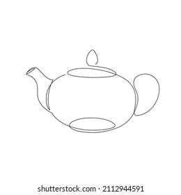 Continuous line drawing tea pot. Simple Continuous line art vector illustration. Tea pot concept hand drawing sketch line.