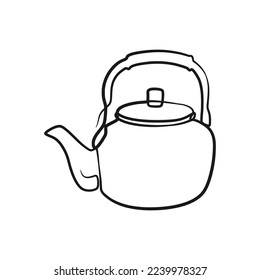 Continuous line drawing tea pot. Teapot in continuous line art drawing style hand drawn