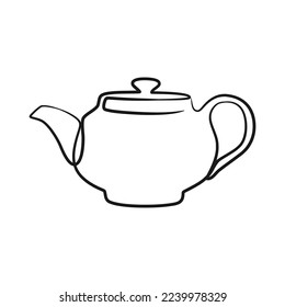 Continuous line drawing tea pot. Teapot in continuous line art drawing style hand drawn