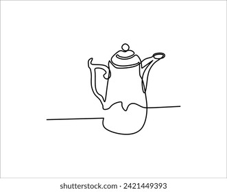 Continuous Line Drawing Of Tea Pot. One Line Of Tea Pot. Tea Pot Continuous Line Art. Tea Pot Line Art.