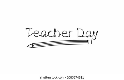 Dibujo continuo de línea del día del profesor, tarjeta de saludo, plantilla, cartel, diseño de una línea, arte de una sola línea, ilustración vectorial