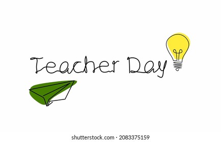 Continuous line drawing of teacher day, greeting card, template, poster, one line design, single line art, vector illustration