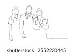 Continuous line drawing of team of doctors. Single line art group portrait of doctors. Medicine and highest academic degree. Health care. Physicians vector concept art. Hand made vector not AI.