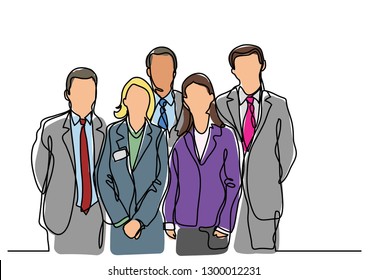 continuous line drawing of team of employees