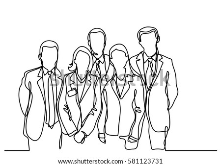 continuous line drawing of team of employees