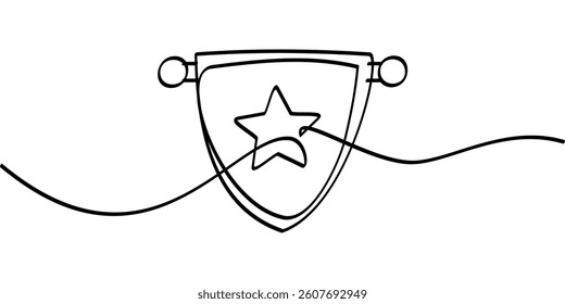 continuous line drawing of team flag symbol. abstract line art illustration