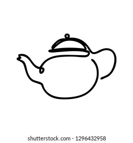 Continuous line, drawing, teapot, coffee, icon, vector illustration